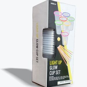 BEER PONG Light Up Glow Pong Cup Set 42 Piece Neon Party Kit Glow Sticks Clear